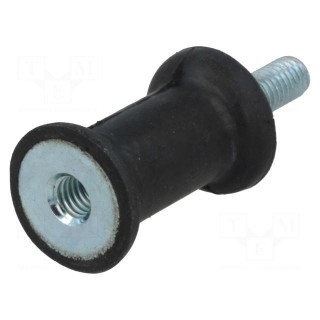 Vibration damper | M6 | Ø: 20mm | rubber | L: 30mm | Thread len: 18mm