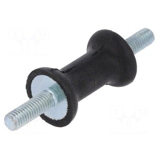 Vibration damper | M6 | Ø: 20mm | rubber | L: 30mm | Thread len: 18mm