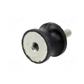 Vibration damper | M6 | Ø: 25mm | rubber | L: 20mm | Thread len: 18mm