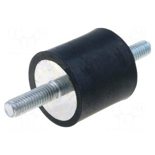 Vibration damper | M6 | Ø: 25mm | rubber | L: 25mm | Thread len: 18mm