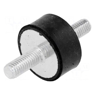 Vibration damper | M8 | Ø: 30mm | rubber | L: 15mm | Thread len: 20mm
