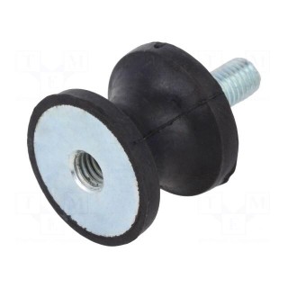 Vibration damper | M8 | Ø: 30mm | rubber | L: 25mm | Thread len: 23mm