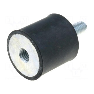 Vibration damper | M8 | Ø: 30mm | rubber | L: 30mm | Thread len: 20mm
