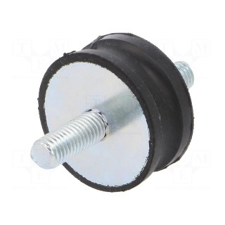 Vibration damper | M8 | Ø: 35mm | rubber | L: 15mm | Thread len: 20mm