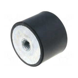 Vibration damper | M8 | Ø: 40mm | rubber | L: 30mm | H: 8mm | 1535N | 205N/mm