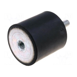 Vibration damper | M8 | Ø: 40mm | rubber | L: 40mm | Thread len: 23mm