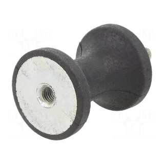 Vibration damper | M8 | Ø: 40mm | rubber | L: 48mm | Thread len: 23mm