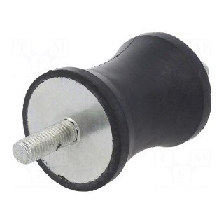 Vibration damper | M8 | Ø: 40mm | rubber | L: 50mm | Thread len: 23mm