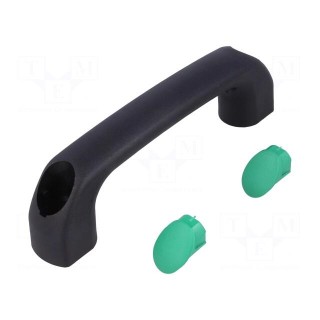 Handle | Mat: polyamide | black | H: 34mm | L: 120mm | green | W: 18mm | 530N