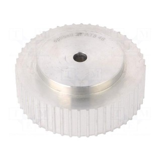 Belt pulley | AT5 | W: 16mm | whell width: 27mm | Ø: 75.15mm | aluminium
