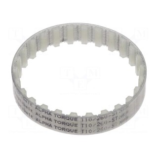 Timing belt | T10 | W: 16mm | H: 4.5mm | Lw: 260mm | Tooth height: 2.5mm