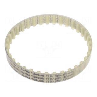 Timing belt | T10 | W: 16mm | H: 4.5mm | Lw: 350mm | Tooth height: 2.5mm