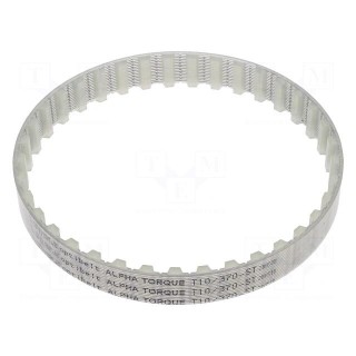 Timing belt | T10 | W: 16mm | H: 4.5mm | Lw: 370mm | Tooth height: 2.5mm