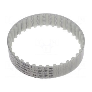 Timing belt | T10 | W: 25mm | H: 4.5mm | Lw: 350mm | Tooth height: 2.5mm