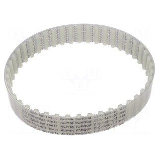 Timing belt | T10 | W: 25mm | H: 4.5mm | Lw: 440mm | Tooth height: 2.5mm