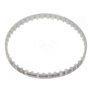 Timing belt | T5 | W: 6mm | H: 2.2mm | Lw: 220mm | Tooth height: 1.2mm