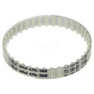 Timing belt | T5 | W: 8mm | H: 2.2mm | Lw: 185mm | Tooth height: 1.2mm