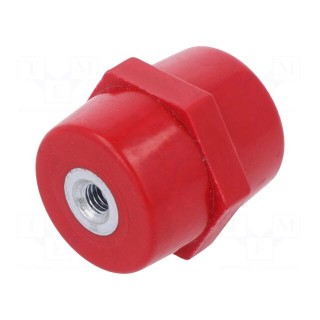 Support insulator | L: 36mm | Ø: 33mm | Uoper: 1kV | UL94V-0 | Body: red