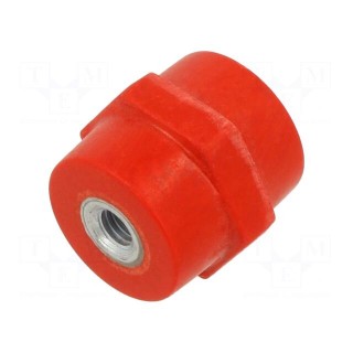 Support insulator | L: 40mm | Ø: 30mm | 1.6kV | UL94V-0 | Body: red