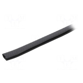 Hole and edge shield | PVC | L: 10m | black | H: 9.5mm | W: 6.5mm