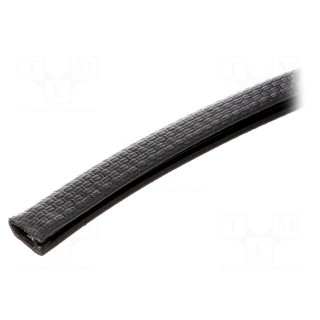 Hole and edge shield | PVC | L: 10m | black | H: 9.5mm | W: 6.5mm
