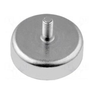 Magnet: permanent | hard ferrite | H: 7mm | 40N | Ø: 25mm | Ext.thread: M4