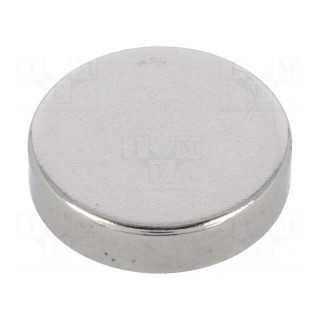 Magnet: permanent | neodymium | H: 3mm | 20N | Ø: 12mm