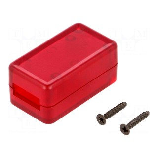 Enclosure: for USB | X: 20mm | Y: 35mm | Z: 15.5mm | ABS | translucent red