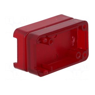 Enclosure: for USB | X: 20mm | Y: 35mm | Z: 15.5mm | ABS | translucent red