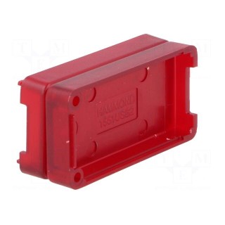 Enclosure: for USB | X: 25mm | Y: 50mm | Z: 15.5mm | ABS | translucent red