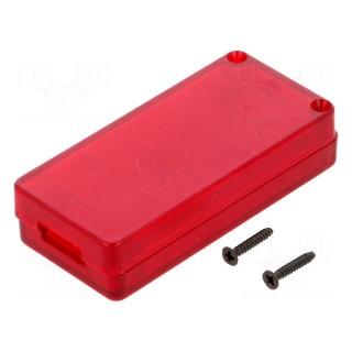 Enclosure: for USB | X: 30mm | Y: 65mm | Z: 15.5mm | ABS | translucent red