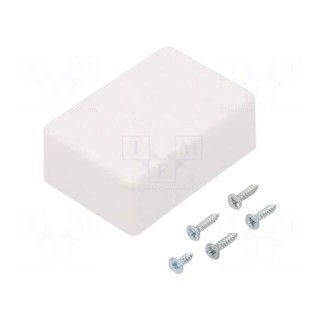 Enclosure: multipurpose | X: 31mm | Y: 45mm | Z: 20mm | ABS | white