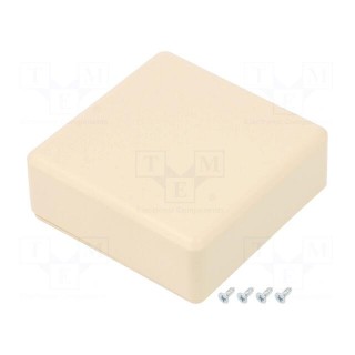 Enclosure: multipurpose | X: 71mm | Y: 71mm | Z: 27mm | ABS | ivory