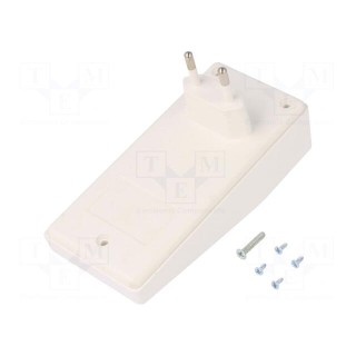 Enclosure: for power supplies | X: 120mm | Y: 56mm | Z: 18mm | ABS | white