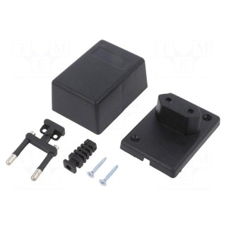 Enclosure: for power supplies | X: 46mm | Y: 65mm | Z: 37mm | ABS | black