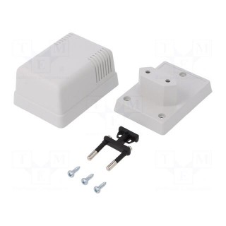 Enclosure: for power supplies | X: 52mm | Y: 70mm | Z: 47mm | ABS | grey
