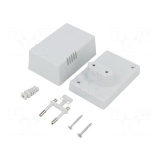Enclosure: for power supplies | X: 54mm | Y: 81mm | Z: 46mm | ABS | grey