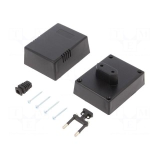 Enclosure: for power supplies | X: 55mm | Y: 82mm | Z: 64mm | ABS | black