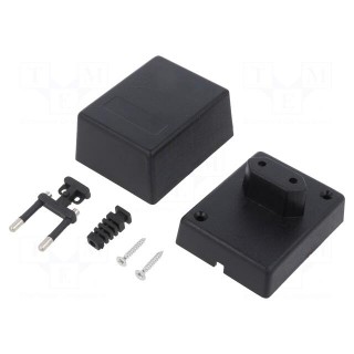 Enclosure: for power supplies | X: 58mm | Y: 73mm | Z: 52mm | ABS | black