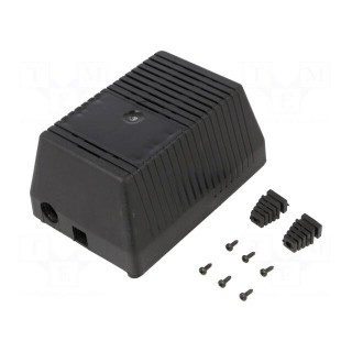 Enclosure: for power supplies | X: 97mm | Y: 137mm | Z: 67mm | ABS | black