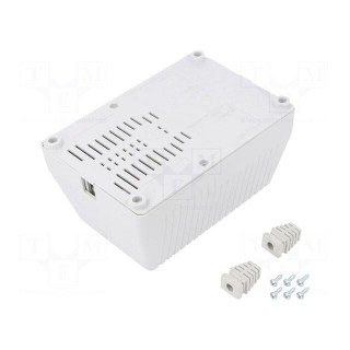 Enclosure: for power supplies | X: 97mm | Y: 137mm | Z: 67mm | ABS | grey