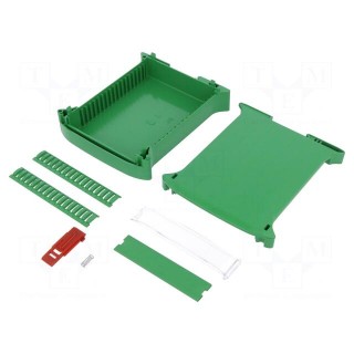 Enclosure: for DIN rail mounting | Y: 101mm | X: 35mm | Z: 120mm | green