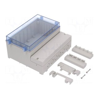 Enclosure: wall mounting | X: 213mm | Y: 185mm | Z: 104mm | ABS | grey