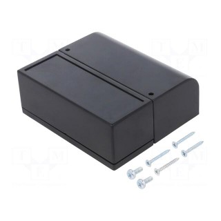 Enclosure: wall mounting | X: 85.1mm | Y: 96.6mm | Z: 35.7mm | ABS | black