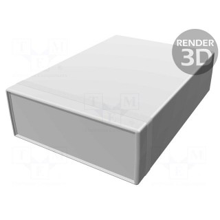 Enclosure: with panel | 1598 | X: 200mm | Y: 280mm | Z: 76mm | ABS | grey