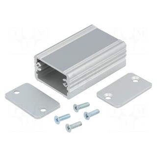 Enclosure: with panel | AKG | X: 33mm | Y: 50mm | Z: 20mm | aluminium | grey