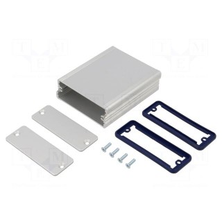 Enclosure: with panel | AKG | X: 73mm | Y: 80mm | Z: 28mm | aluminium | grey
