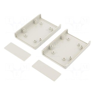 Enclosure: with panel | X: 66.5mm | Y: 92mm | Z: 28mm | ABS | light grey