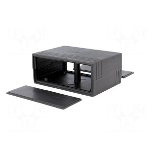 Enclosure: with panel | X: 91mm | Y: 66mm | Z: 39mm | polystyrene | black