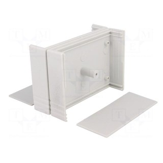Enclosure: with panel | X: 91mm | Y: 66mm | Z: 39mm | polystyrene | grey